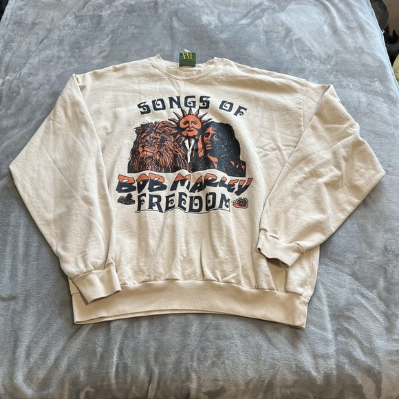 Online Ceramics Other - Online Ceramics Bob Marley Sweatshirt Mens 2XL Beige Songs Of Freedom Graphic